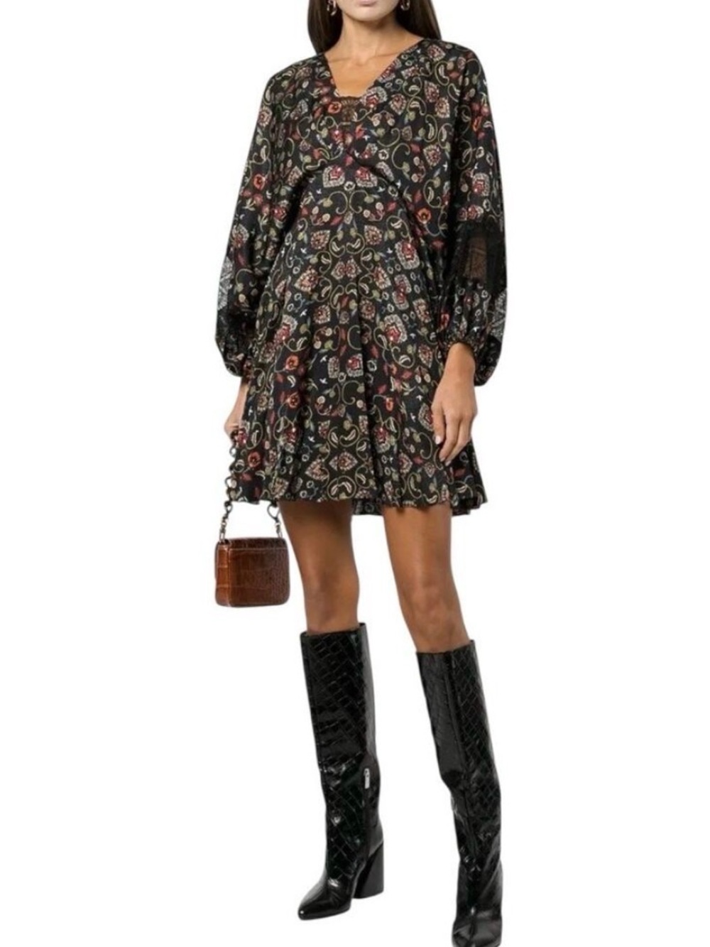 Sachin & Babi Garden Paisley Print Long Sleeve Mini Dress